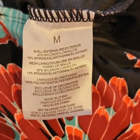 Jones New York Black Floral ONE Piece Swimsuit size Med - Picture 7 of 8